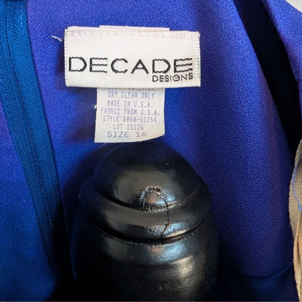 Vintage NWT Decade Designs Blue Long-Sleeve Dress - 16 - Made In USA‎ - Picture 4 of 5